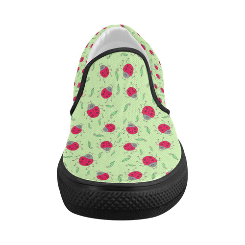 Leaves and Ladybirds Women's Slip-on Canvas Shoes (Model 019)