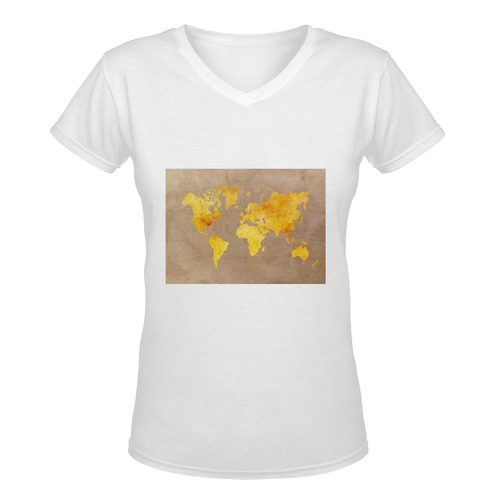 world map 23 Women's Deep V-neck T-shirt (Model T19)