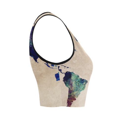 world map Women's Crop Top (Model T42)