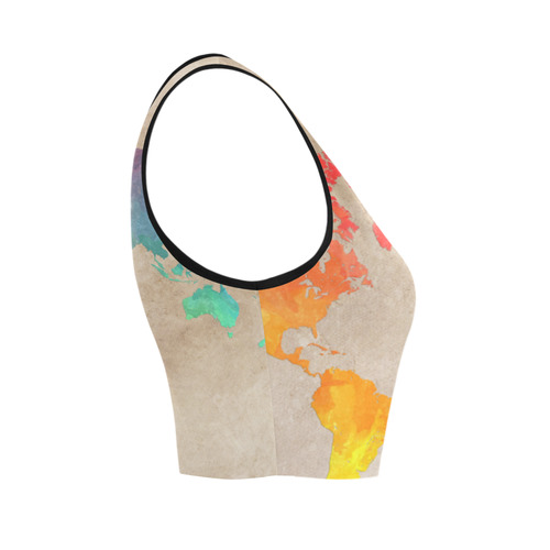 world map Women's Crop Top (Model T42)