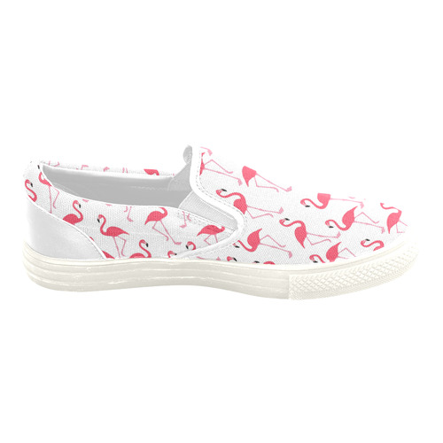 Pink flamingo Women's Unusual Slip-on Canvas Shoes (Model 019)