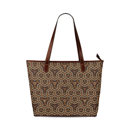 Chocolate Honeycomb Style Shoulder Tote Bag (Model 1646)
