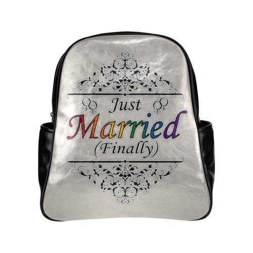 Just Married (Finally) Lesbian Design Multi-Pockets Backpack (Model 1636)