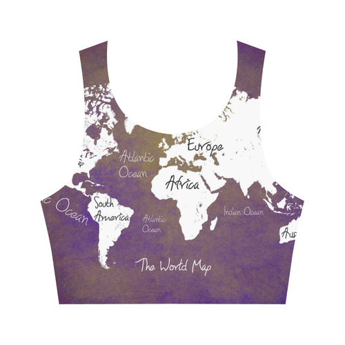 world map Women's Crop Top (Model T42)