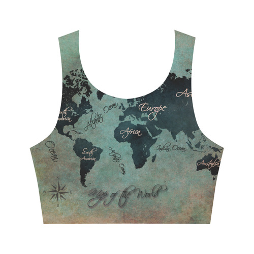 world map Women's Crop Top (Model T42)