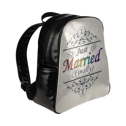 Just Married (Finally) Lesbian Design Multi-Pockets Backpack (Model 1636)
