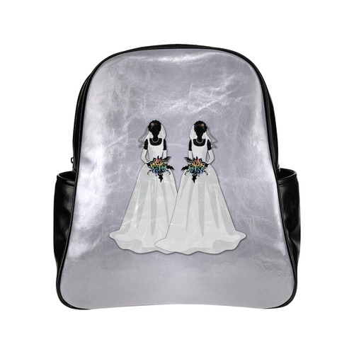 A-Line Dress Lesbian Brides Multi-Pockets Backpack (Model 1636)