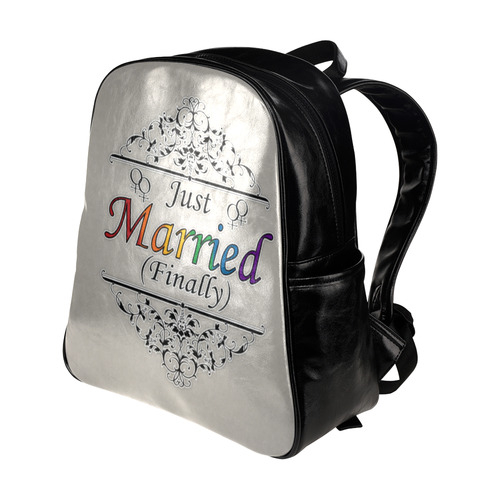 Just Married (Finally) Lesbian Design Multi-Pockets Backpack (Model 1636)