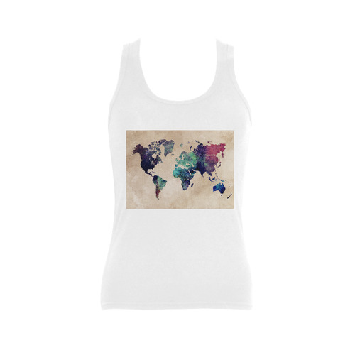 world map Women's Shoulder-Free Tank Top (Model T35)