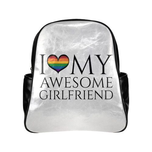 I Heart My Awesome Girlfriend Multi-Pockets Backpack (Model 1636)