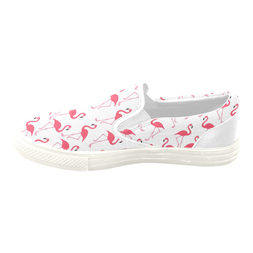 Pink flamingo Women's Unusual Slip-on Canvas Shoes (Model 019)