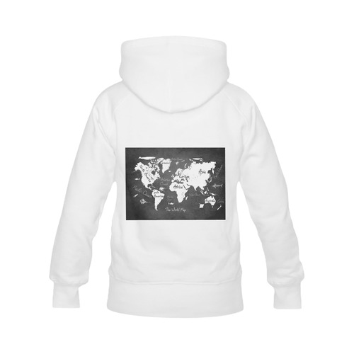 world map Women's Classic Hoodies (Model H07)