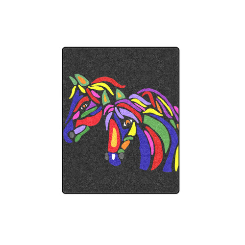 Colorful Horses Abstract Art Blanket 40"x50"