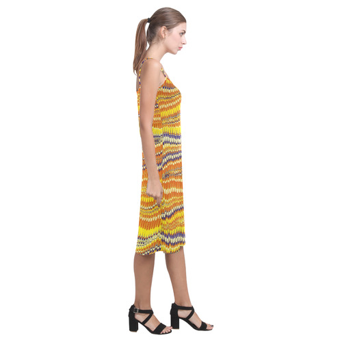 Electrified Ripples Yellow Orange Alcestis Slip Dress (Model D05)