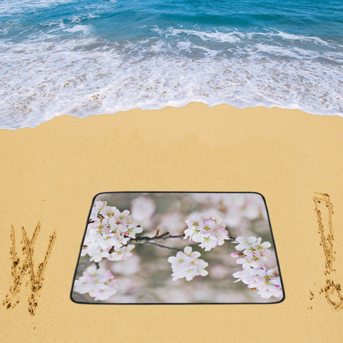 Photography Branch with Spring Flowers white Beach Mat 78"x 60"