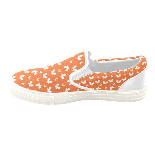 Cute orange Butterflies Women's Unusual Slip-on Canvas Shoes (Model 019)