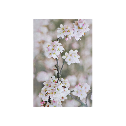 Photography Branch with Spring Flowers white Cotton Linen Wall Tapestry 40"x 60"