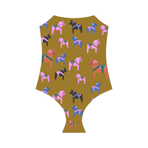 Dala Horse Awesome Decorative Folk Art Strap Swimsuit ( Model S05)