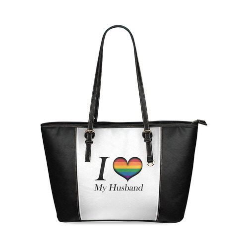 I Heart My Husband Leather Tote Bag/Large (Model 1640)