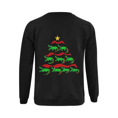 Funny Alligator Christmas Tree Gildan Crewneck Sweatshirt(NEW) (Model H01)