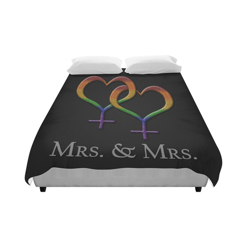 Mrs. and Mrs. Lesbian Pride Duvet Cover 86"x70" ( All-over-print)