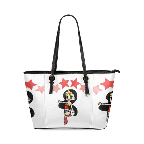 Wonder wonder/warrior-princess Leather Tote Bag/Small (Model 1640)