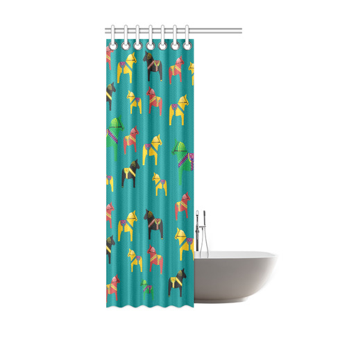 Dala Horses Cute and Decorative Folk Art Style Shower Curtain 36"x72"