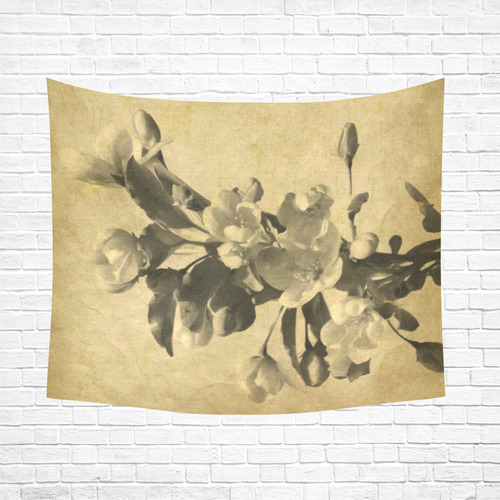 Photography Bough with Blossoms old vintage style Cotton Linen Wall Tapestry 60"x 51"