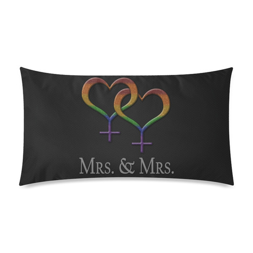 Mrs. and Mrs. Lesbian Pride Rectangle Pillow Case 20"x36"(Twin Sides)