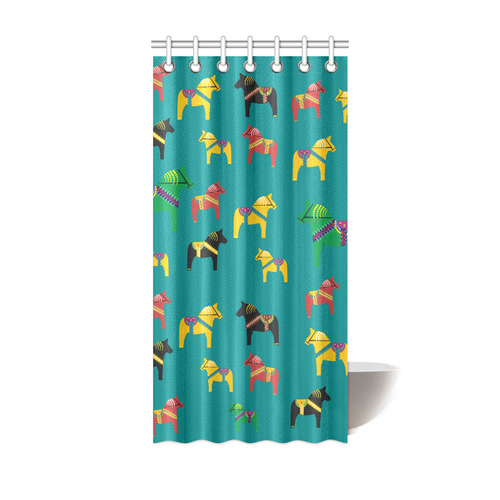 Dala Horses Cute and Decorative Folk Art Style Shower Curtain 36"x72"