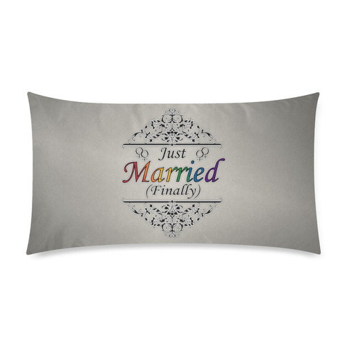 Just Married (Finally) Lesbian Design Rectangle Pillow Case 20"x36"(Twin Sides)