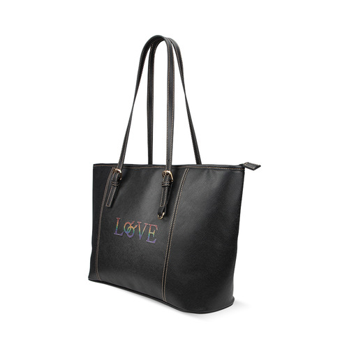 Gay Pride Rainbow love Leather Tote Bag/Large (Model 1640)