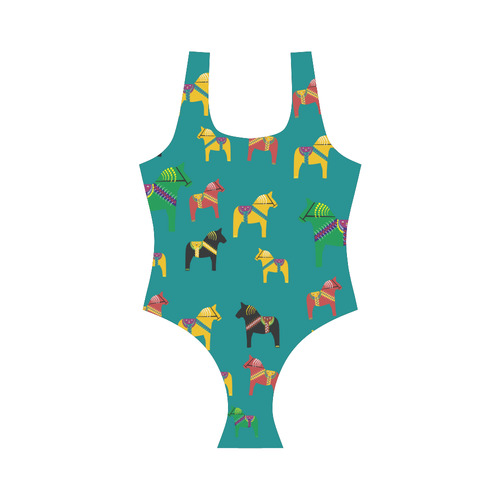 Dala Horse Scandinavian Folk Art Decorative Vest One Piece Swimsuit (Model S04)