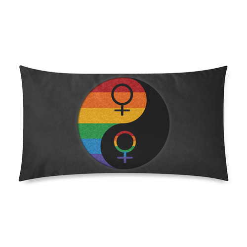 Lesbian Pride Yin and Yang Rectangle Pillow Case 20"x36"(Twin Sides)