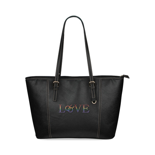 Gay Pride Rainbow love Leather Tote Bag/Large (Model 1640)