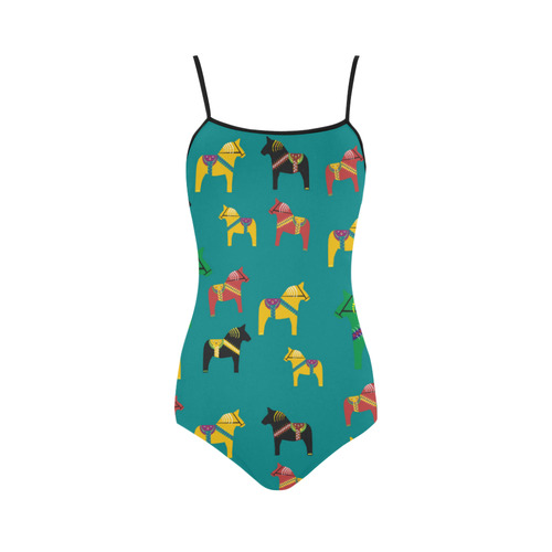 Dala Horse Charming Swedish Folk Art Strap Swimsuit ( Model S05)
