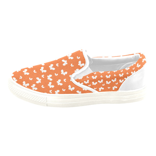 Cute orange Butterflies Women's Unusual Slip-on Canvas Shoes (Model 019)