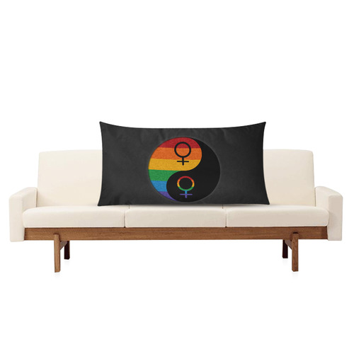 Lesbian Pride Yin and Yang Rectangle Pillow Case 20"x36"(Twin Sides)