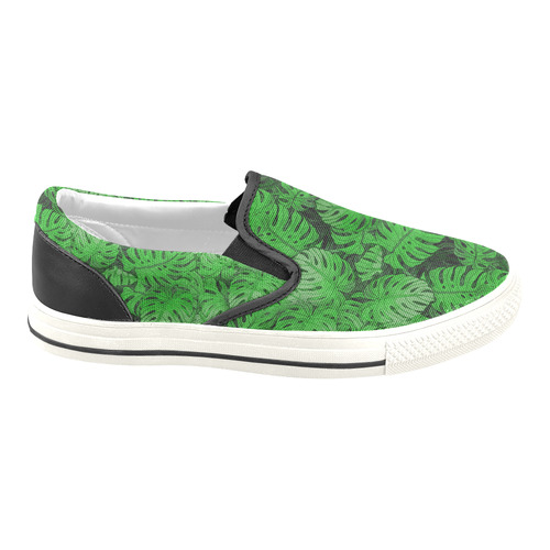 Tropical Leaves Men's Unusual Slip-on Canvas Shoes (Model 019)