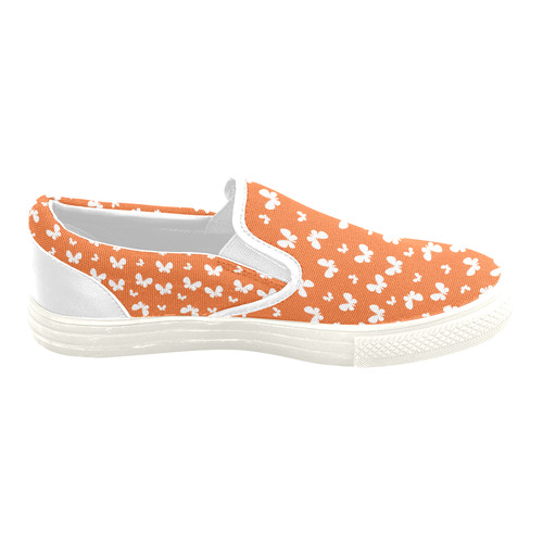 Cute orange Butterflies Women's Unusual Slip-on Canvas Shoes (Model 019)