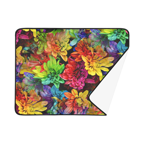 Photography Colorfully Asters Flowers Pattern Beach Mat 78"x 60"