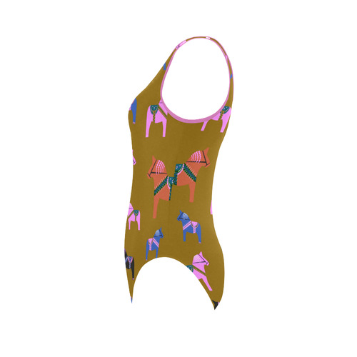 Dala Horse Folk Art Decorative Vest One Piece Swimsuit (Model S04)