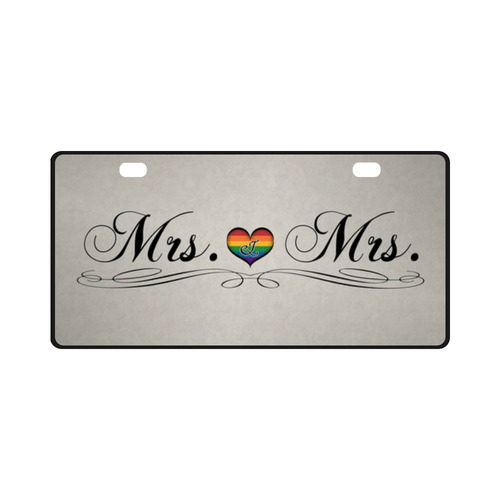 Mrs. & Mrs. Lesbian Design License Plate