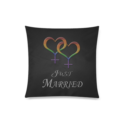 Just Married Lesbian Pride Custom Zippered Pillow Case 20"x20"(Twin Sides)