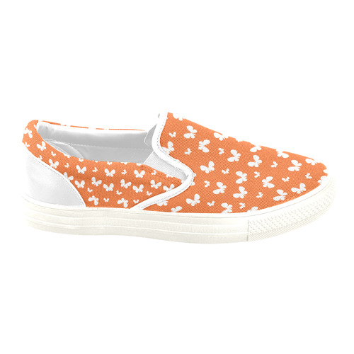 Cute orange Butterflies Women's Unusual Slip-on Canvas Shoes (Model 019)