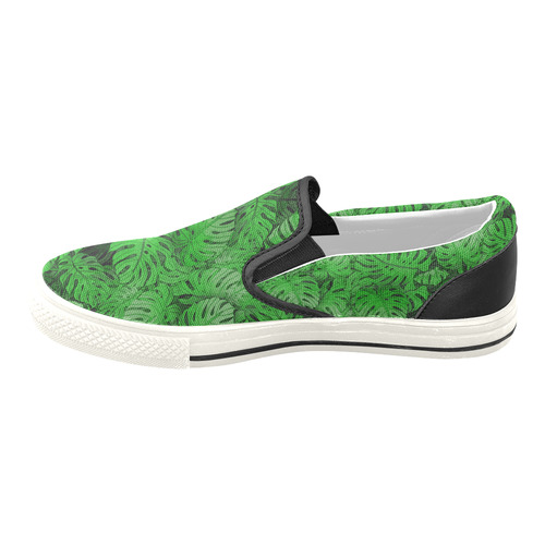 Tropical Leaves Men's Unusual Slip-on Canvas Shoes (Model 019)