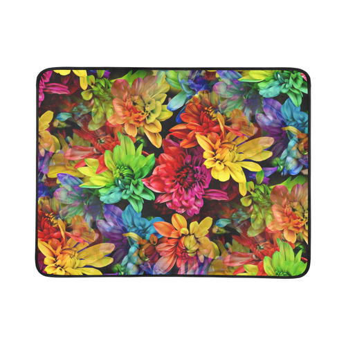 Photography Colorfully Asters Flowers Pattern Beach Mat 78"x 60"