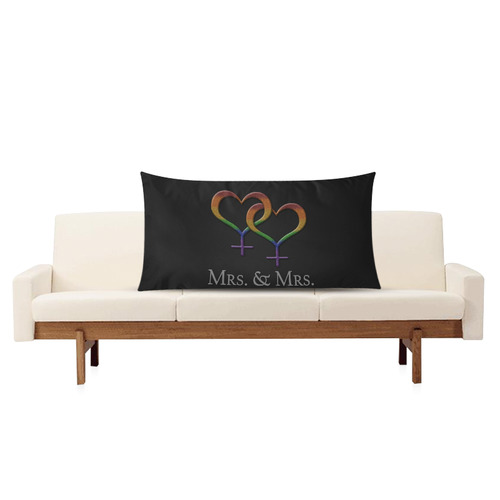 Mrs. and Mrs. Lesbian Pride Rectangle Pillow Case 20"x36"(Twin Sides)