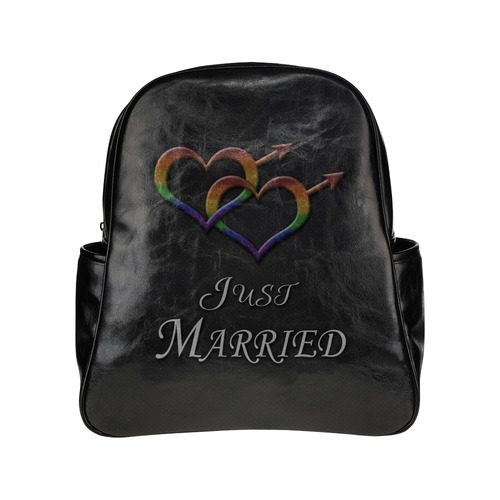 Just Married Gay Pride Multi-Pockets Backpack (Model 1636)