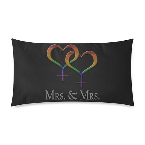 Mrs. and Mrs. Lesbian Pride Rectangle Pillow Case 20"x36"(Twin Sides)